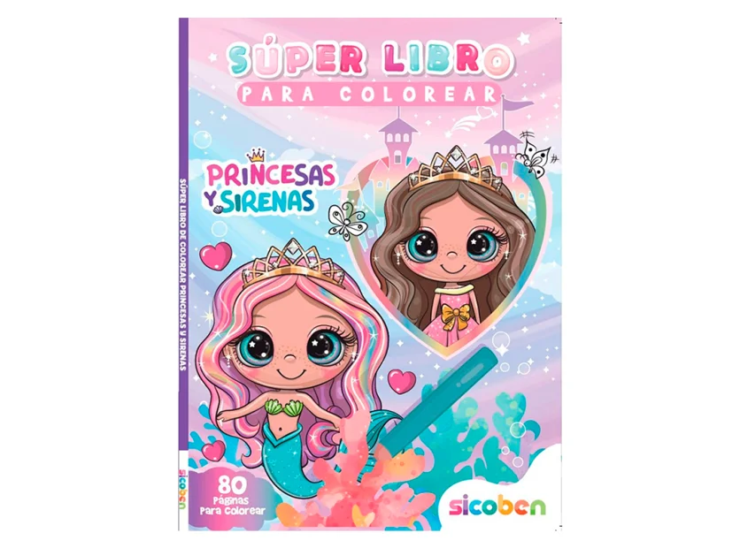 LIBRO DE COLOREAR SICOBEN PRINCESAS Y SIRENAS